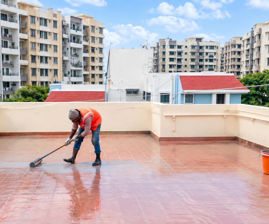Professional terrace waterproofing work in Pune