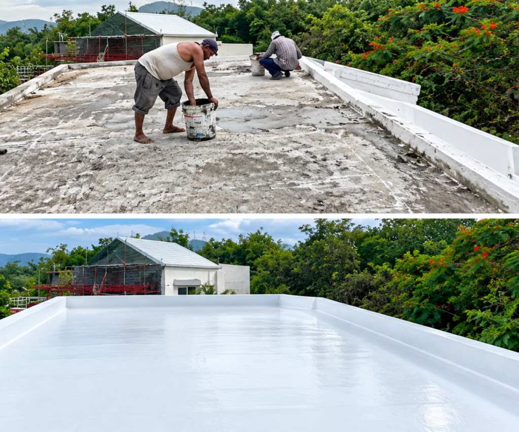 Terrace waterproofing before and after in Pune